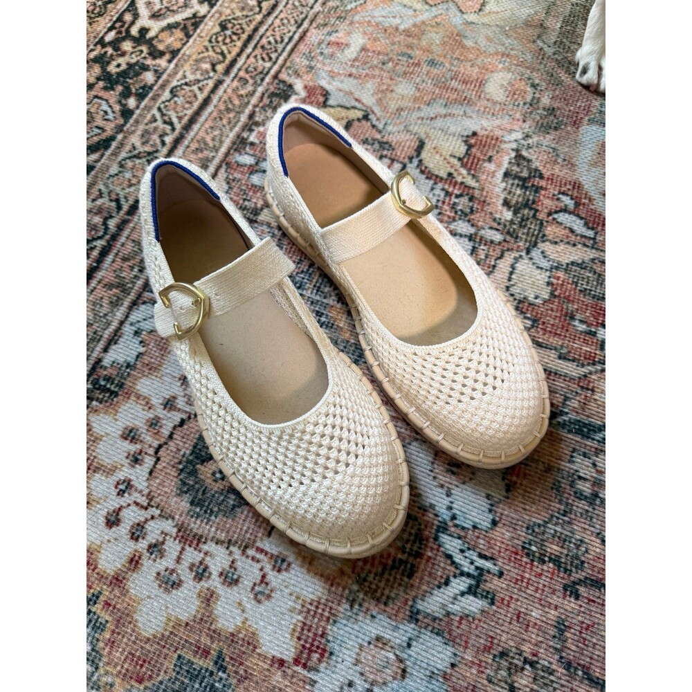 Rothy's Women's Mary Jane Flats 7 Cream Espadrille